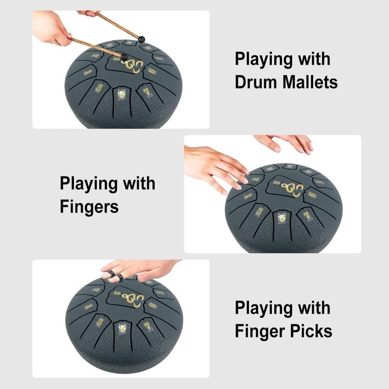 ModouString Steel Tongue Drum, 6 Inches 11 Notes Rain Drum