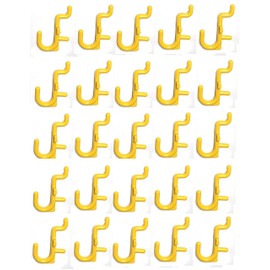 JSP Manufacturing Pegboard Hooks Non-Locking Plastic J Style Hook | Garage Tool Storage Craft Hooks Pegboard Accessories (50, Yellow)