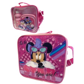 Minnie Mouse BE The Minnie You are Girls Insulated 3 Piece Lunch Bag, Sandwich Box & Bottle Set for School & Travel