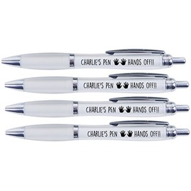 Charlie's Pen Hands Off!!, 4 x Printed PENS for Charlie, Other Names Available