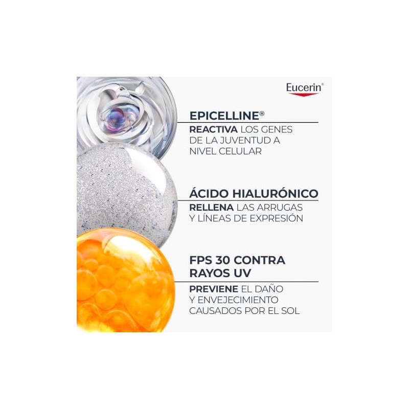 EUCERIN Crema de día FPS 30 Hyaluron-filler +Longevity Epigenetic, 50ml