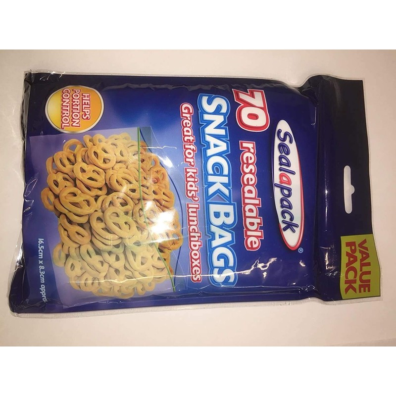 Sealapack 2 x 70 RESEALABLE SNACK BAGS LUNCHBOX FOOD POUCH