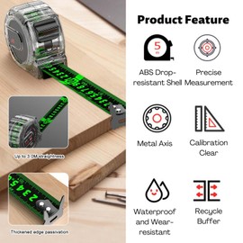 10M Fluorescent Steel Tape Measure - Retractable Stainless Steel Measuring Tape, Self-Lock Precision 10 Metre Tape Measure, Double-Sided Graduated, 25mm Width, Waterproof Metric Ruler (1)