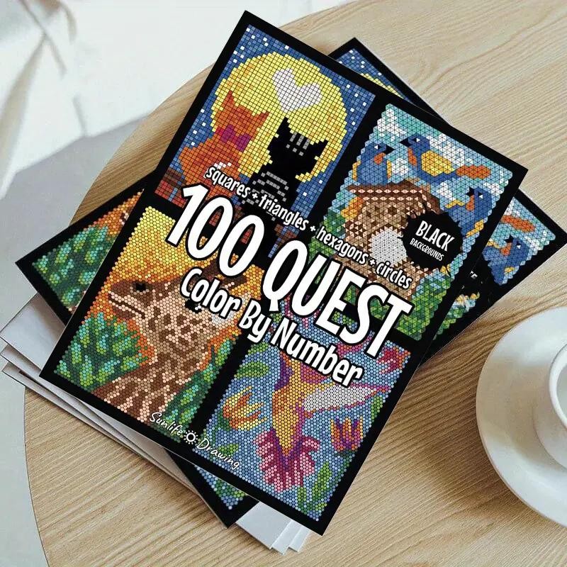100 QUEST Color By Number Geometric Shapes Coloring Book -