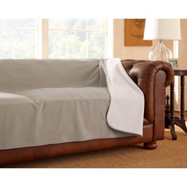 Mambe 100% Waterproof Furniture Cover Blanket for Dogs and Cats, Protection for Bed Couch Sofa Recliner Carpet, Soft Durable Washable Microfleece, Buff-Clay, 70x70 inches