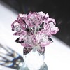 Enjinkail Pink Crystal Flowers Decor with Stems Vase, Glass Rose