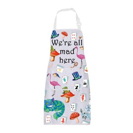 FUSTMW Alice Apron Alice Fairy Tale Gifts Alice Kitchen Cooking Making Apron with Pockets Wonderland TV Movies Show Gifts, Alice Apron White, One Size