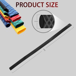 eTekGo X-Tube Heat Shrink Wrap Tubing 39"&64" Lengths for Rod Grips-5 Color 14 Sizes (Black, Diamter：45mm; Length：39")