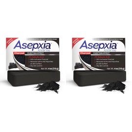 Asepxia Salicylic Acid & Activated Charcoal Bar Soap | Acne Treatment, Reduces Pimples & Blemishes, Deep Cleansing Facial Cleanser, Dries Out Acne, Prevents Breakouts, Face wash, 4 Oz, 2-Pack