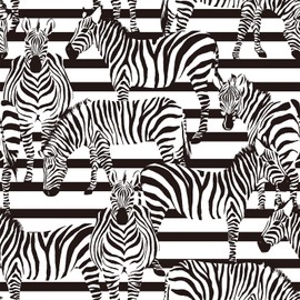 VaryFloral Black and White Zebra Wallpaper Peel and Stick Modern Animal Wallpaper for Living Room Zebra Contact Paper for Furnitures Home Decor Self Adhesive Removable Bedroom Wall Covering 17.7"x157"