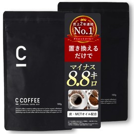 C COFFEE 100g x 2-Bag Set Diet Coffee Replacement Charcoal Charcoal MCT Oil Black Powder