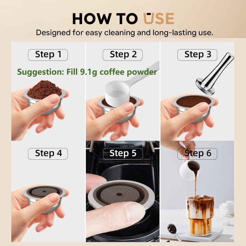 Stainless Steel Reusable Coffee Pods for Nespr*sso V-rtuo - Refillable