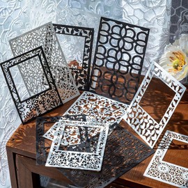 Japleed 80 Pieces Cutout Scrapbook Paper Vintage Lace Scrapbooking Supplies Window Frames Decorative Paper Aesthetic Scrapbook Materials for Journaling Supplies Album Embellishment DIY Crafts Gift