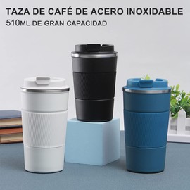 MOYAC Termos para Cafe 510 ml con Diseño de Protector de Mano de Silicona Antideslizante, Termo Agua de Gran Capacidad de Acero Inoxidable, Termo Cafe al Vacío para Preparar Leche, Café, Té (Blanco)