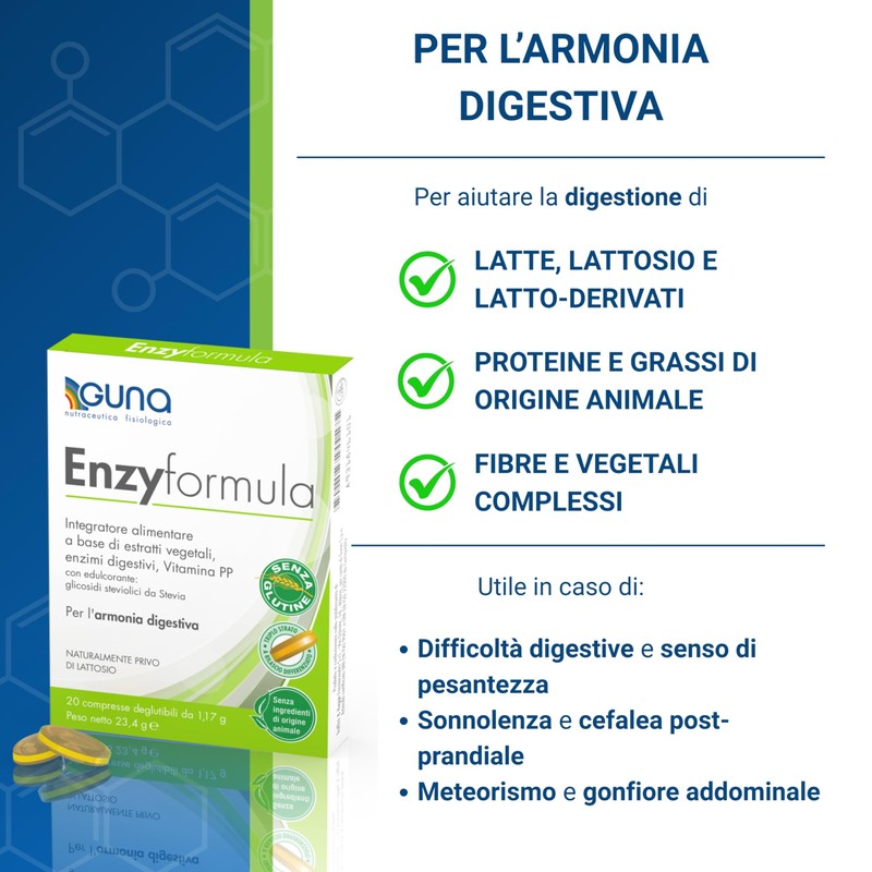 GUNA Enzyformula 20 Compresse - Integratore Alimentare a Base di