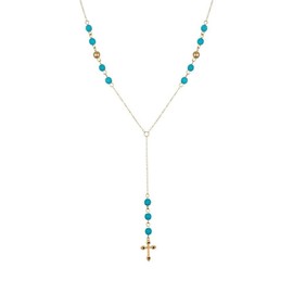 twinkle eye Turquoise Beads Catholic Rosary Necklace Cross Y Necklaces Catholic Round Beads Religious Jesus Crucifix Rosary Chains Luminous Necklace for Women Men