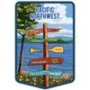 Die Cut Sticker Pacific Northwest, Signpost, Lake and Flowers Vinyl