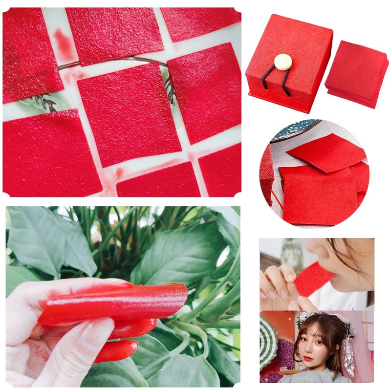 Grospe Traditional Chinese Lipstick, 12 PCS Makeup Rouge Lipstick Papers,