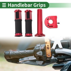 A ABSOPRO 7/8" 22mm 15/16" 24mm Motorcycle Hand Grips Cover Kit Aluminum Alloy Rubber Handlebar Cover for Motorcycle Scooter Bicycle ATV Red