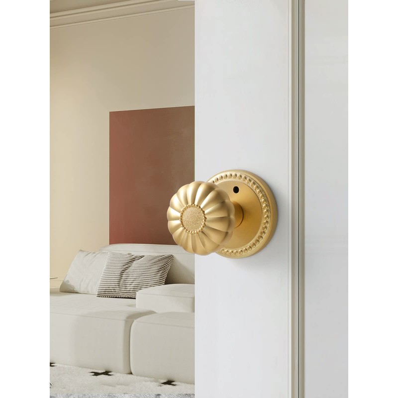 SORWDUERM Gold Door Knobs Privacy Door Knob Satin Brass Door