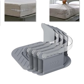4 Pcs Bed Sheet Holder, Sheet Holders for Corners with Lock Strips, Heavy Duty Fitted Sheet Holder for Mattress Protectors, Blankets, Bedding, Bedsheet Holder Clips Fit All Mattress Sizes (Gray)