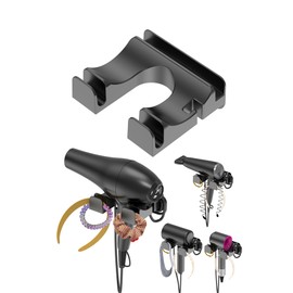NOTMBESTM Universal Hair Dryer Holder Wall Mounted, Blow Dryer Holder Cabinet Door, Hairdryer Holder for Bathroom, Hair Dryer Storage Rack Fixed by Screw or Adhesive (Black)