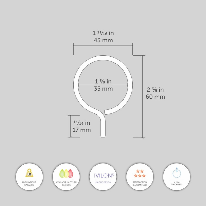 Ivilon Drapery Eyelet Curtain Rings - 1.7" Ring for Curtain