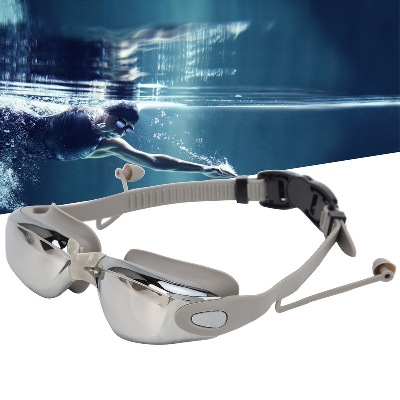 Waterproof Anti Fog Swimming Goggles Electroplating AntiUV Glasses with Earplug