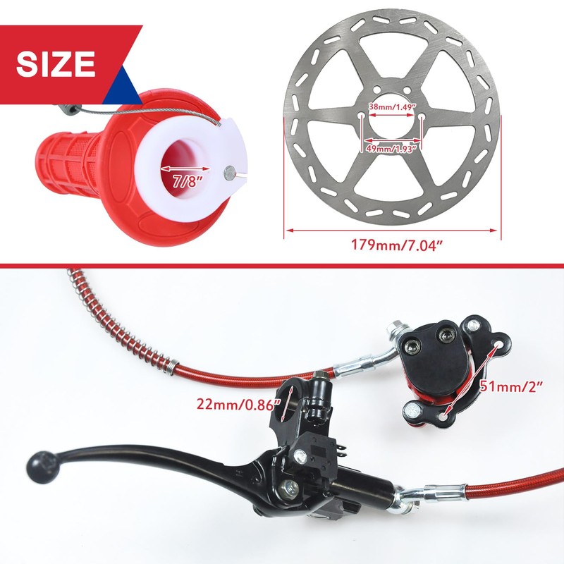 HOOUP Mini Bike Left Hydraulic Brake Caliper System 180mm Disc