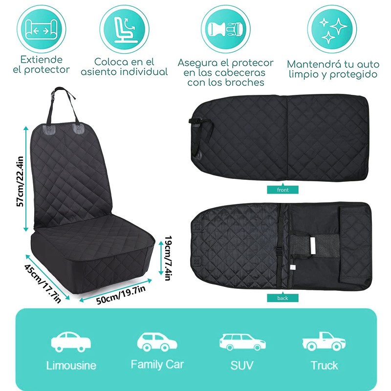 YAUYAP Asiento Perro, Cubre Asiento Funda Individual para Perro (Negro)