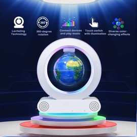 Magnetic Levitating Floating Globe with LED Light Bluetooth Speaker Base Anti Gravity World Globe Office Home Desk Gadget Decor Birthday Graduation Cool Toys Gift for Men Boyfriend Dad Husband Kids