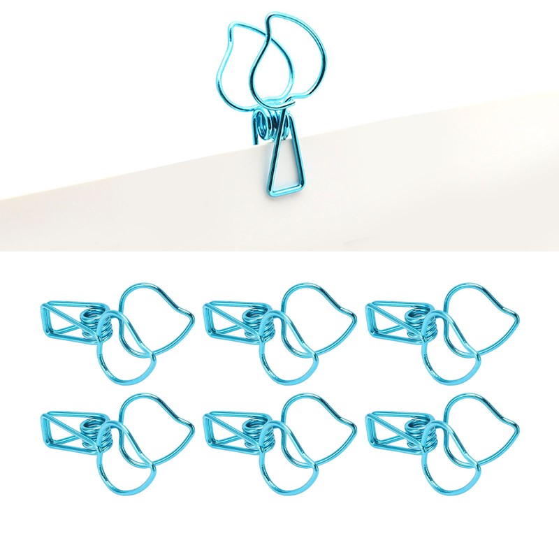 100pcs Binder Clips Cute Cartoon Peach Shape Metal Hollow Tail