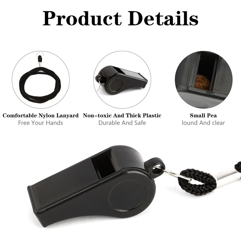 Whistle, Whistle for Coaches, 2 Pack Plastic Whistles for Adults,