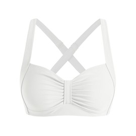 ZAFUL Women Bikini Top Only-Supportive Bra Padded Swimsuit Large Bust Bathing Suit Top 2025 Ruched Swim Top (White L)