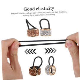 FRCOLOR 4pcs Rhinestone Hair Ties for Women Elastic Ponytail Buckles Silver Simple Hair Ropes for Daily Wear Parties Festivals