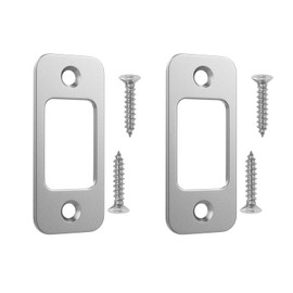 Deadbolt Strike Plate Door Backplate 1" x 2-1/4" Round Corner Strike Satin Nickel, 2 Pack ，Equipped with 4 Screws