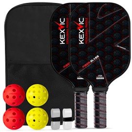Kexvic Pickleball Paddles Set- Advanced Fiberglass Racket for Ultimate Spin Balanced- Lightweight Paddles with Comfortable Grip-Pickleball Bats for Indoor Outdoor