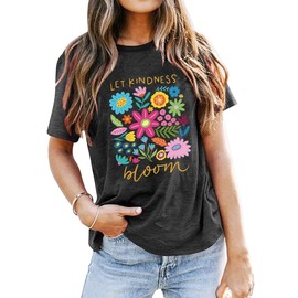 Womens Vintage Flowers Shirts Let Kindness Bloom Be Kind Floral Wildflowers Graphic Tee Casual Short Sleeve Tops