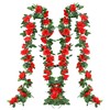 Luyue 2Pack-15ft Fake Red Rose Vine Christmas Garland Artificial Flower
