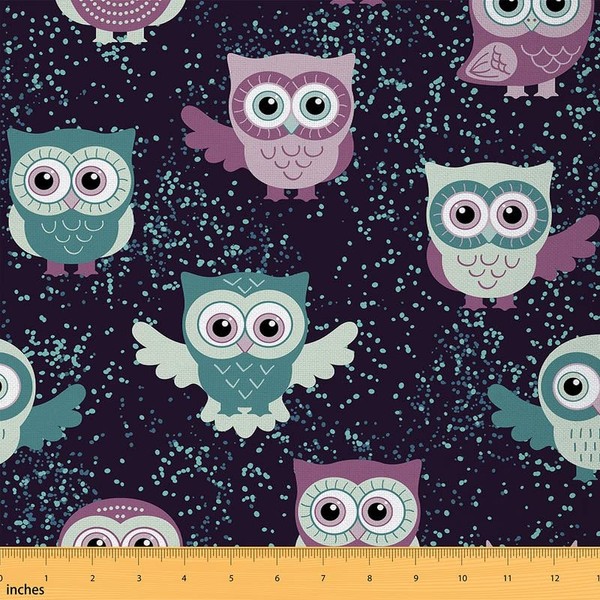 Feelyou Cartoon Owl Upholstery Fabric for Chairs, Cute 3D Animal