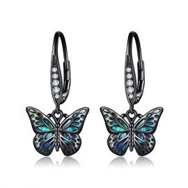 ONEFINITY Butterfly Earrings For Women 925 Sterling Silver Butterfly Dangle Earrings Black Butterfly Jewellery Gifts