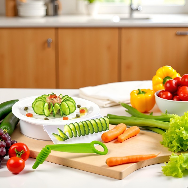 Cucumber Slicer, Carrot slicer, Green Spiral Slicer Portable Potato Slicer