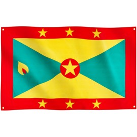 Runesol Grenada Flag, 91x152cm, 3ft x 5ft, 4 Grommets, Eyelet In Every Corner, Caribbean Flag, Concepcion, Grenadian, Premium Flags, Inside, Outside, Banner, Vivid Colours
