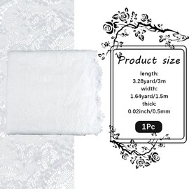 CABODYALS 150 cm x 300 cm White Soft Silk Fabric Embroidered Lace Fabric Tulle Stitched Fabric Sold by the Metre Vintage Mesh Pattern Embroidery Fabrics for Sewing Making DIY Party Dresses and