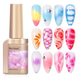 Bevimee Blooming Gel Nail Polish Clear for Spreading Effect UV Blooming Gel Soak Off Marble Nail Art Polish Print Manicure DIY At Home