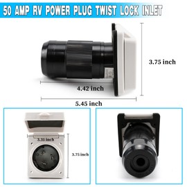 OPL5 50 Amp RV Power Inlet Receptacle, 50 Amp RV Power Cover Twist Locking Connector with Boot, 125/250V 50 AMP Power Plug Twist Lock Inlet for RV Trailer Boat Caravan Camper Truck Yacht Power Cord