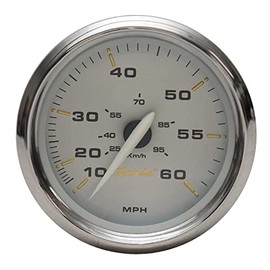 Faria Boat Speedometer Gauge SE9945B | Kronos Silver 60 MPH 3 1/4 Inch
