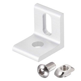 sourcing map Inside Corner Brace Angle Bracket Fastener L Shape 20mmx20mmx18mm with Screws and Nut for 2020 Series Aluminum Extrusion Profile, 8pcs