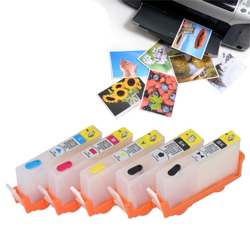 5PCS Ink Cartridge Set BK C M Y Smooth Ink