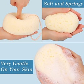 3 esponjas de baño para mujeres, hombres, adolescentes, esponjas de lavado corporal, esponja de ducha, 3 colores y puf de ducha de gran tamaño, esponjas corporales para exfoliación de ducha